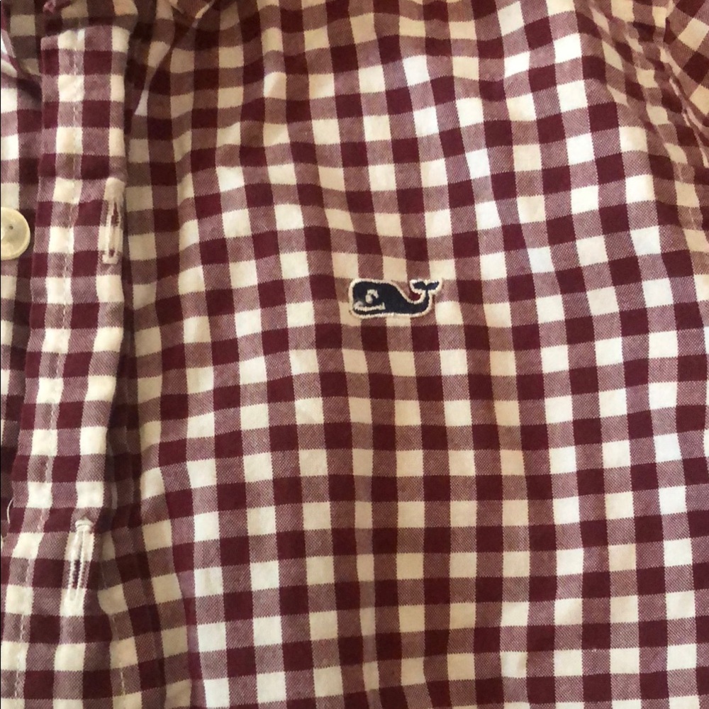 Boys Vineyard Vines Red and White Gingham Button Down Shirt
